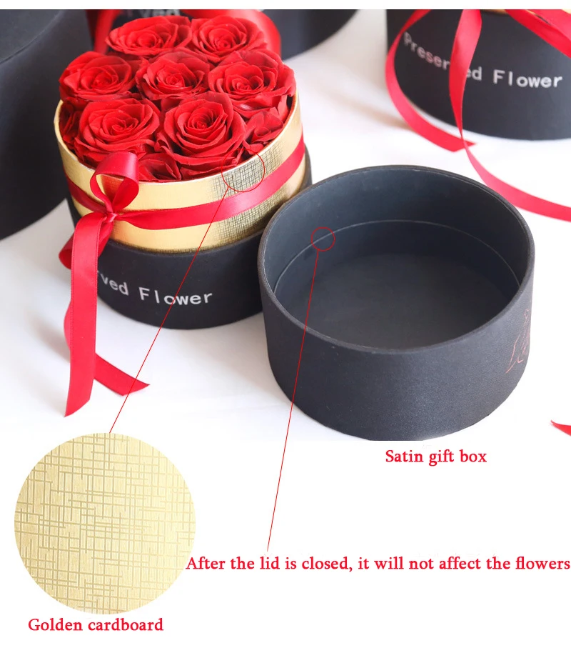 

Eternal Rose in Box Preserved Real Rose Flowers With Box Set The Best Mother's Day Gift Romantic Valentines Day Gifts Wholesale