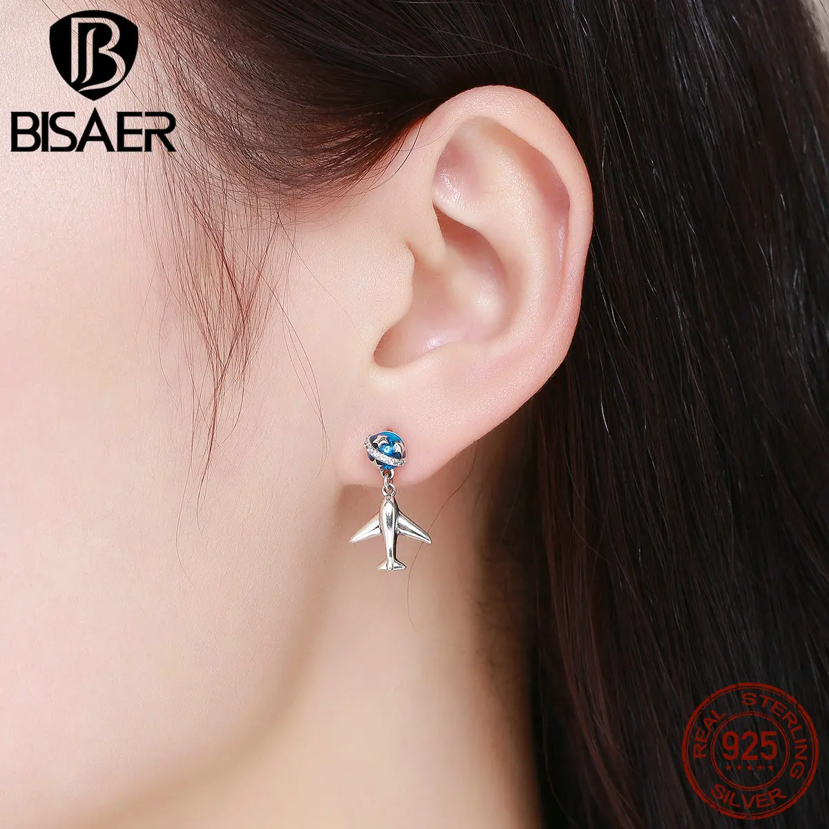 BISAER, распродажа, 925 пробы, серебряные серьги-гвоздики для женщин, ювелирные изделия из стерлингового серебра, бижутерия GXE331