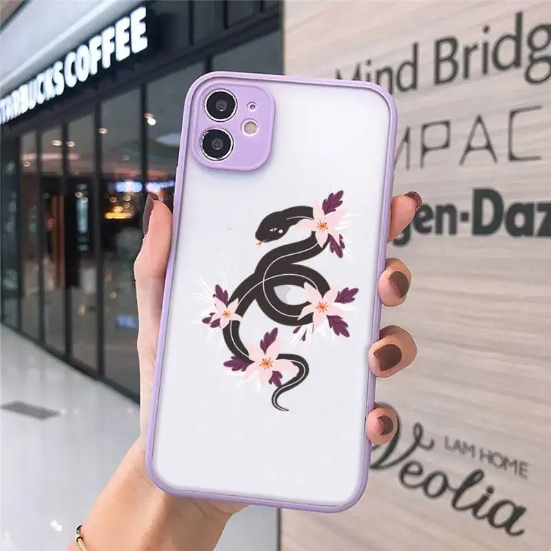 

Hand Snake Phone Cases Matte transparent For Purple iPhone 12 Mini 11 Pro XR XS Max 7 8 Plus X Back Cover