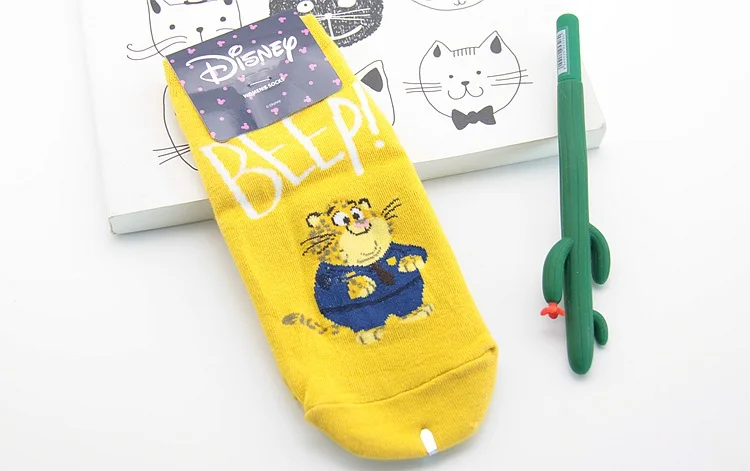 Disney Crazy animal city print Весна и лето тонкие хлопковые женские милые спортивные носки-лодочки с закрытым носком короткие носки