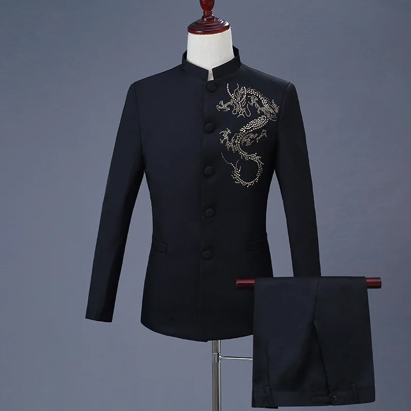Мужской однобортный Блейзер и брюки уникальный дизайн узор дракона|Пиджаки| |