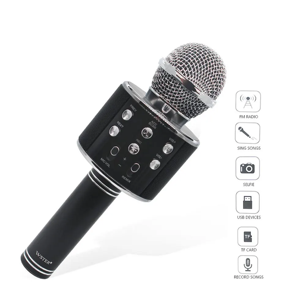 Испания сток WSTER WS-858 беспроводной Bluetooth Караоке ручной микрофон динамик мини домашний телефон караоке машина быстрая