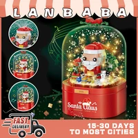 lanbaba z002 music box christmas 2021 building blocks santa claus block assembling construction set for boys children toys kits