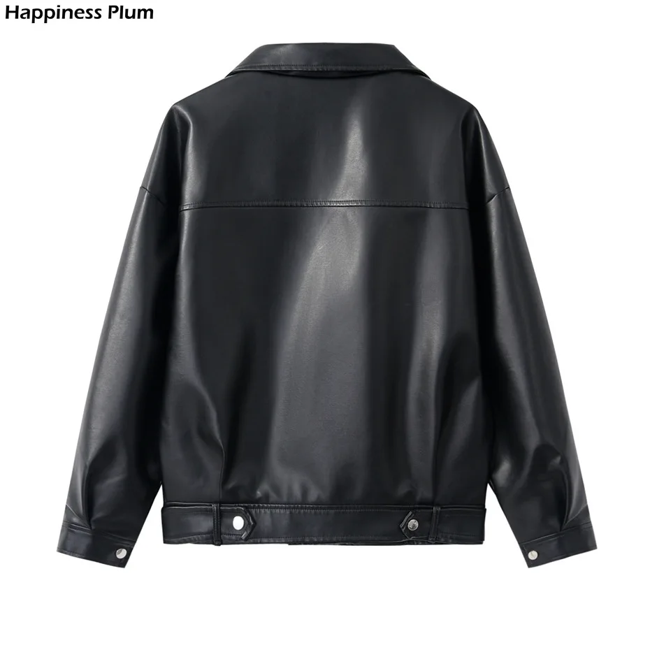 

New Loose PU Faux Leather Jacket Women Classic Moto Biker Jacket Autumn Winter Lady Basic Coat Plus Size Outerwear