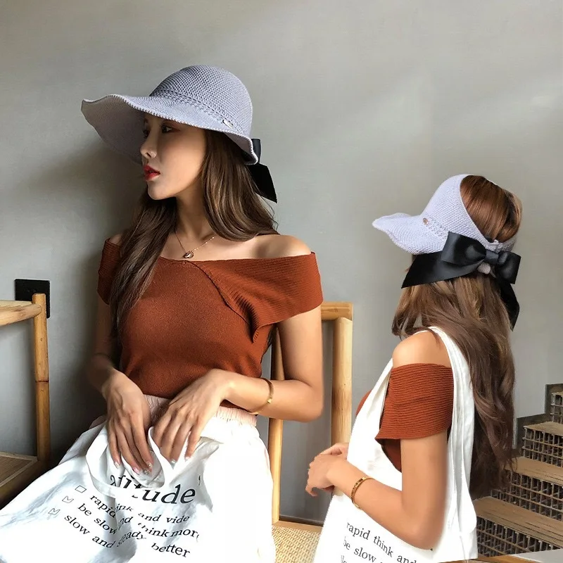 Женская пляжная шляпа Солнцезащитная уличная подходит для круглого лица Пустой