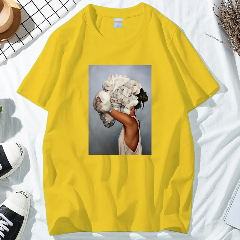 Женская хлопковая футболка с коротким рукавом розовая Винтажная цветами и