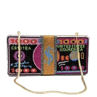 oliwei new designer bling glitter crystal 10000us dollar money bag purse money bag clutch money purse rhinestone