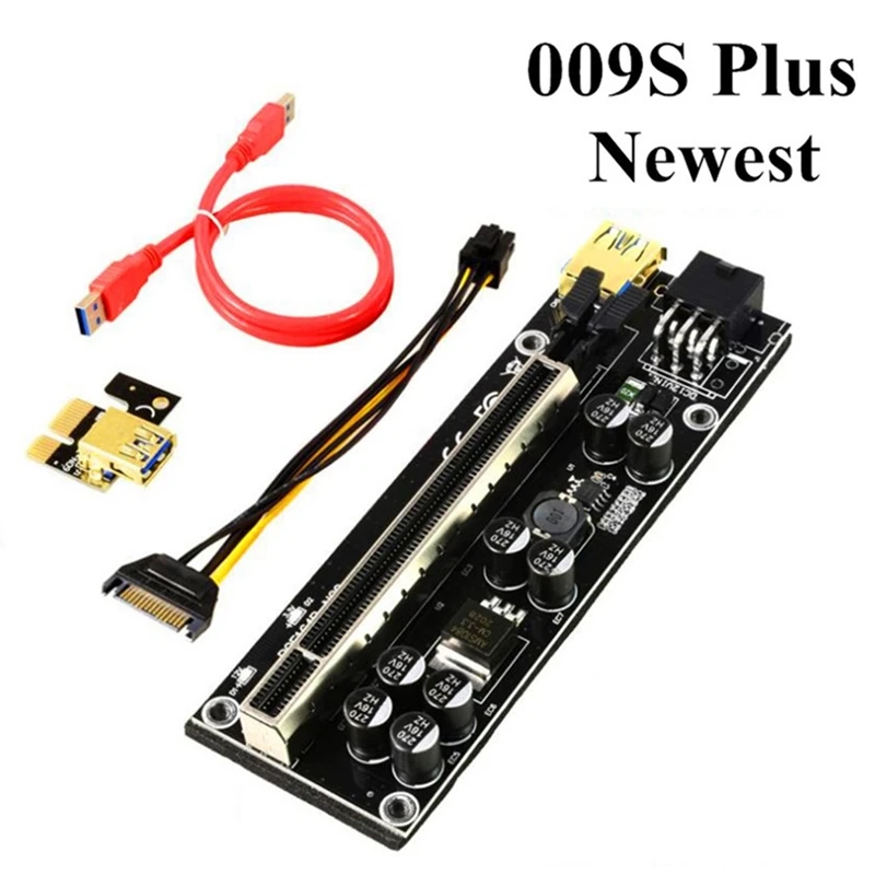 

10Pack VER009S Plus PCI-E Riser Card PCI Express 1X To16X Adapter with USB 3.0 Cable SATA to 6Pin Power Cable for Mining