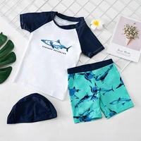 1 8 years boys 3 pieces swimwear kids swimsuit for children shark print toddler baby splitted bathing clothes swimming suit
