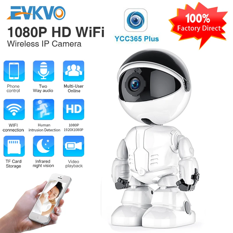 1080P умная Роботизированная HD IP камера Wi Fi беспроводная радионяня датчик движения