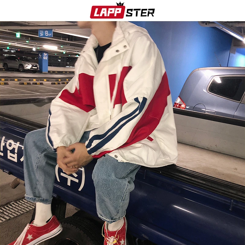 Мужская ветровка в стиле хип-хоп LAPPSTER красная винтажная куртка-бомбер с цветными