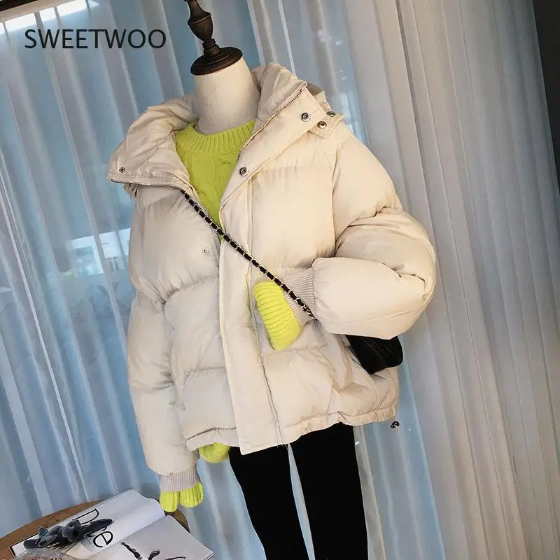 2021 New Short Winter Jacket Women Warm Hooded Down Cotton Jacket Parkas Female Casual Loose Korean Cotton-padded Coat Outwear