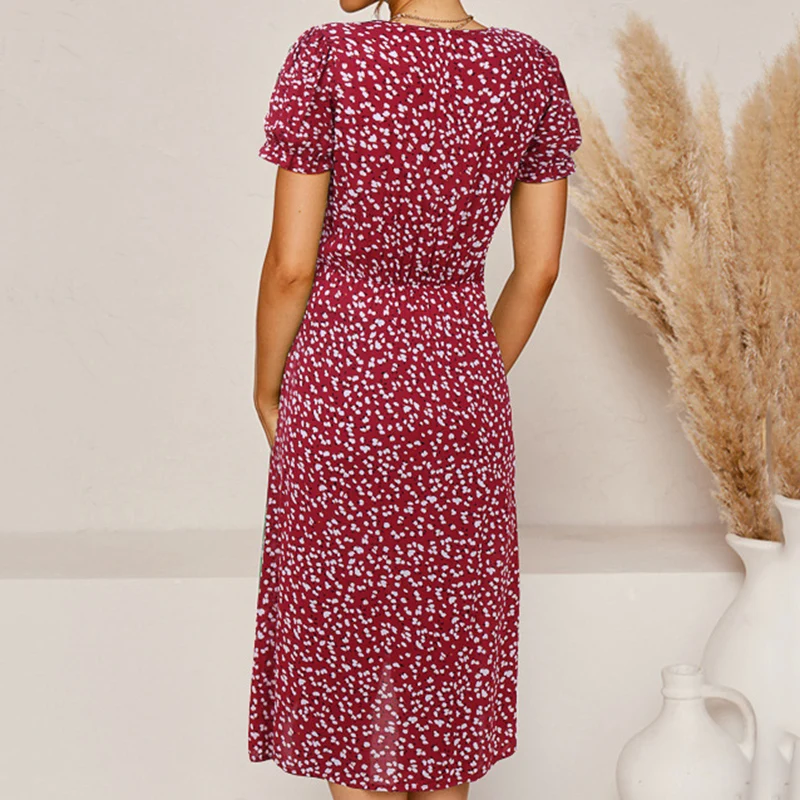 Женское платье с разрезом модель 2020 года летнее модное цветочным принтом