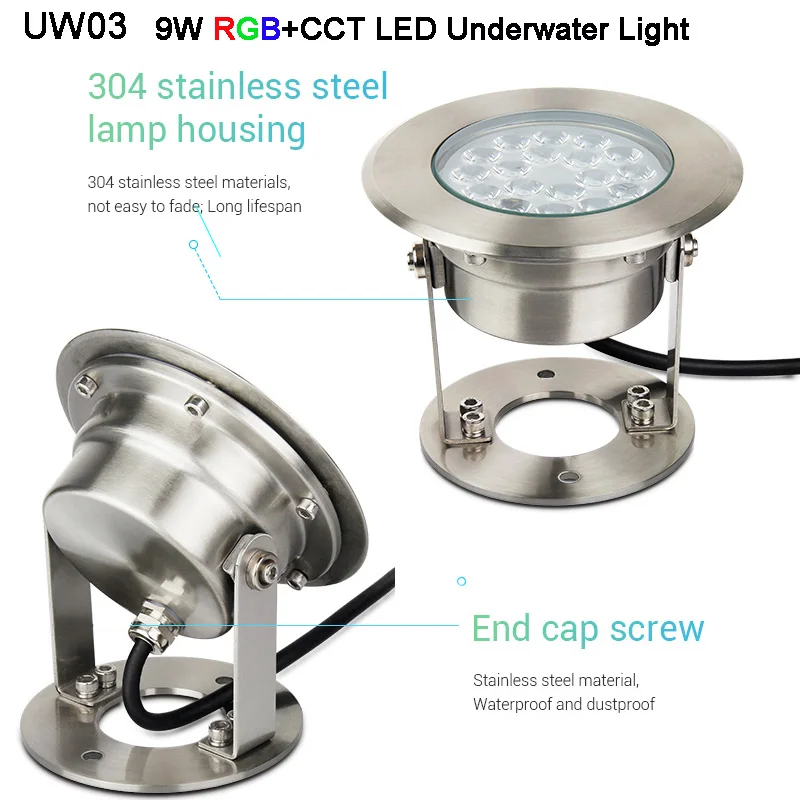 Miboxer 9 Вт с регулируемой яркостью умный светодиодный подводный светильник RGB + CCT