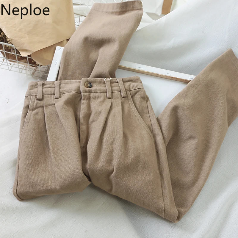 Neploe/корейский стиль брюки с высокой талией 4 цвета сезон осень весна Новинка 2020