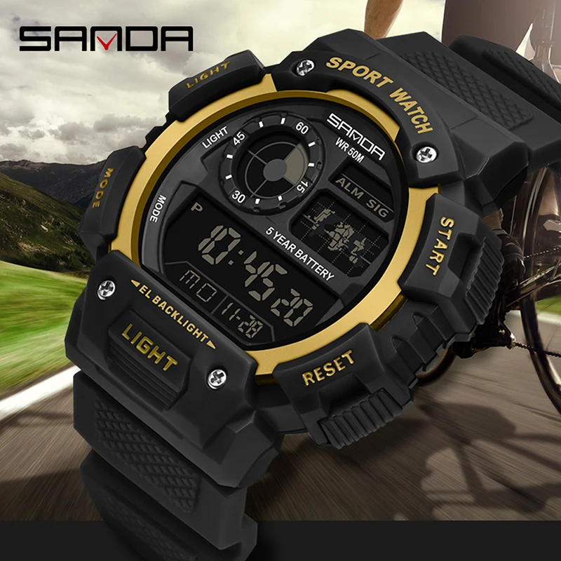 

SANDA Sport Mens Watches Military Electronic Watch Multifunction Waterproof LED Digital Watch for Men Clock Relogios Masculino