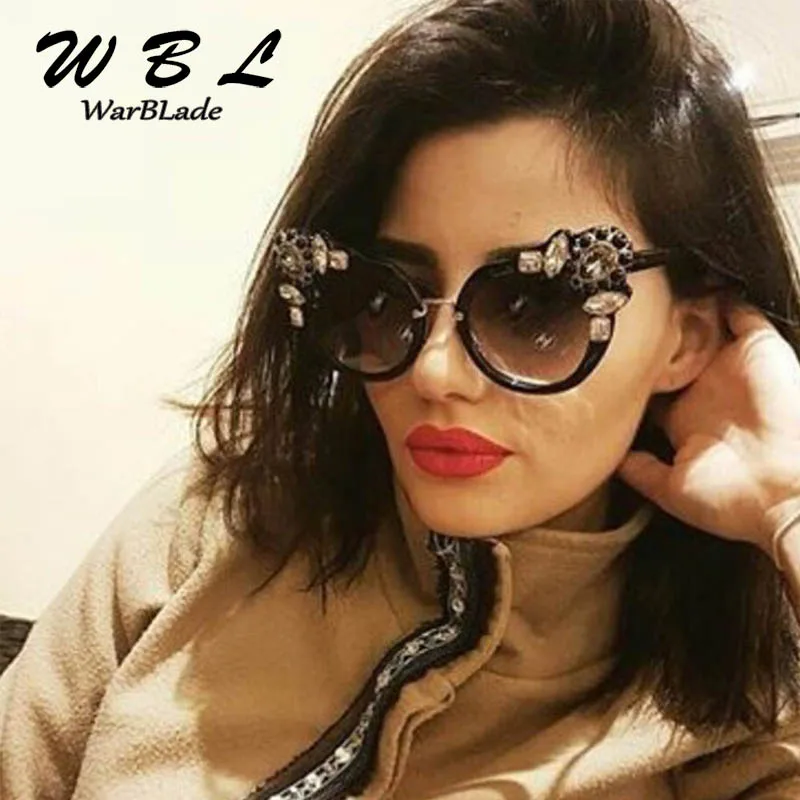WarBLade 2019 Fashion Rhinestone Elegant Cat Eye Sunglasses Women Brand Designer Luxury Sun Glasses Female Summer Eyeglasses | Аксессуары