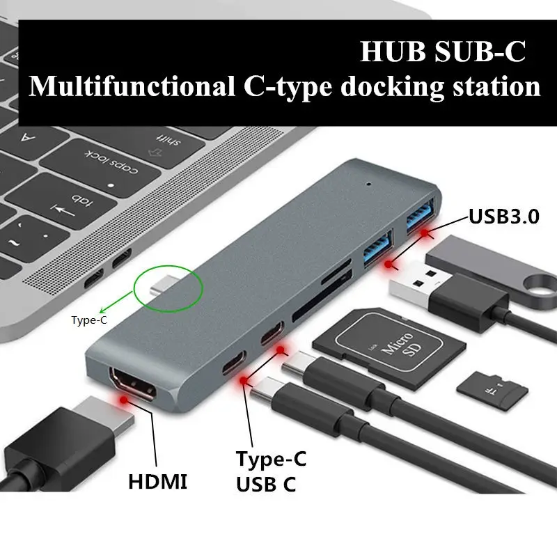 USB C 3 1 Тип концентратор HDMI 4K адаптер док станция для TF SD считыватель слот PD MacBook Pro