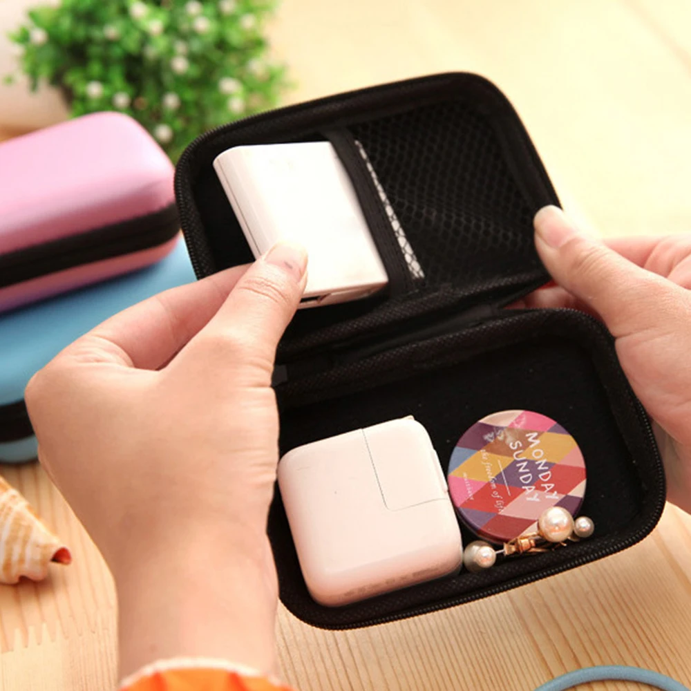 

Portable Earphone Bag Coin Purse Headphone USB Cable Bag Storage Box Wallet Carrying Pouch Bag Earphone Accessories Without Hook