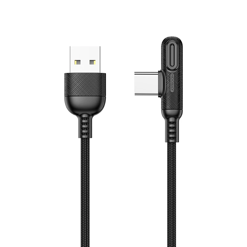 Joyroom Micro Usb type C USB 90 Dergee type C кабель светодиодный провод для быстрой зарядки для samsung Galaxy huawei Xiaomi зарядное устройство для передачи данных - Цвет: Black