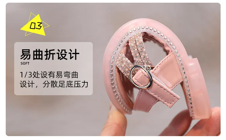 

Girls Sandals 2021 Summer New Little Girl Fashion Water Drill Princess Shoes for Dress Big Children's Non-slip Beach Shoes