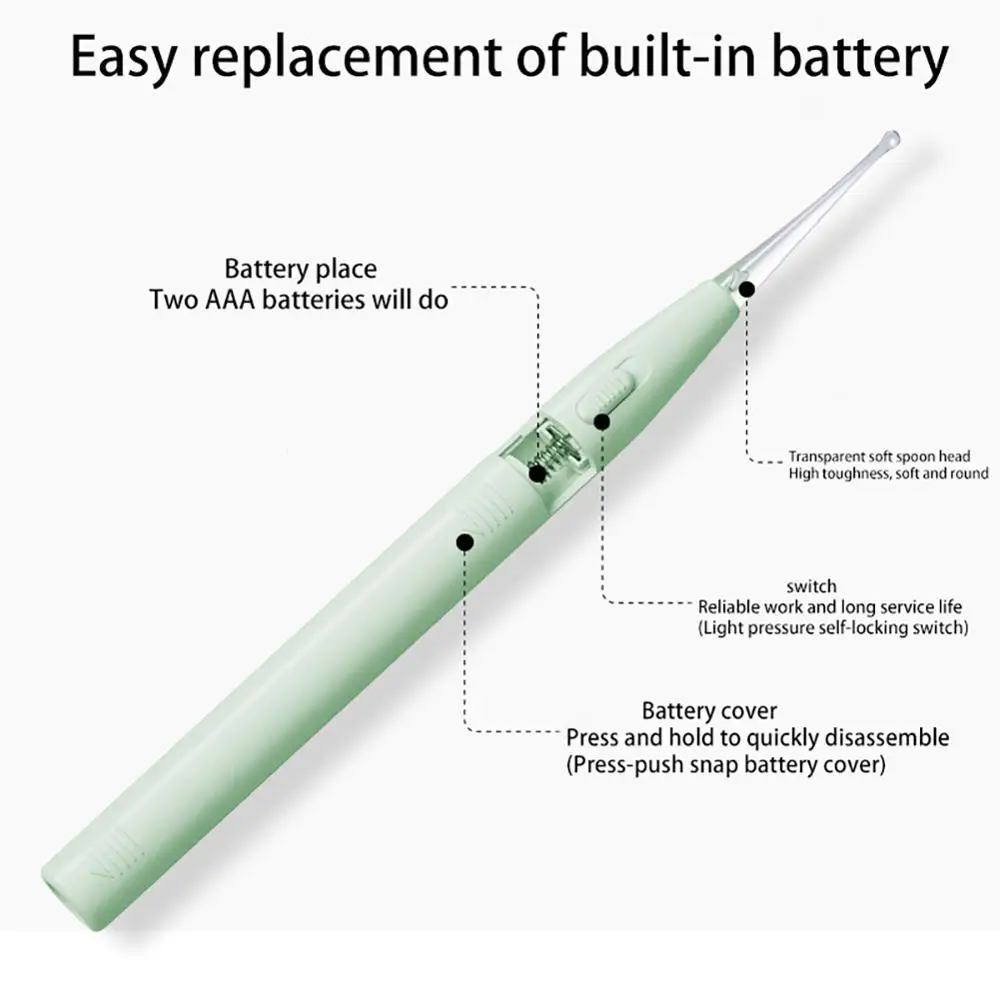 Детский ушной нос Новый пинцет очиститель ложка светодиодный светильник для