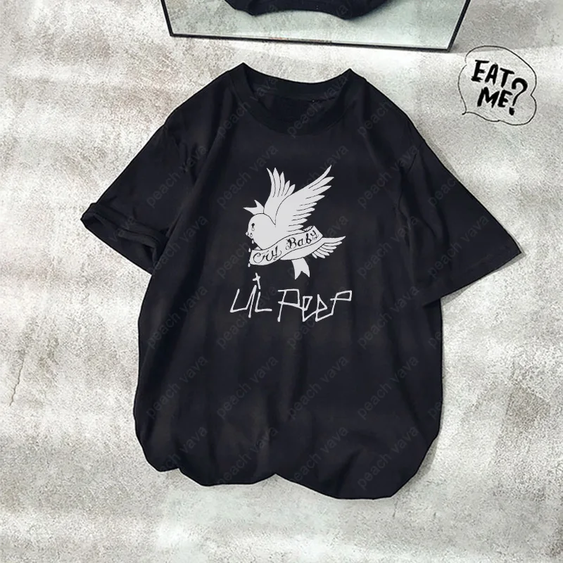 Летняя футболка с принтом lil peep в стиле хип-хоп коротким рукавом Харадзюку |