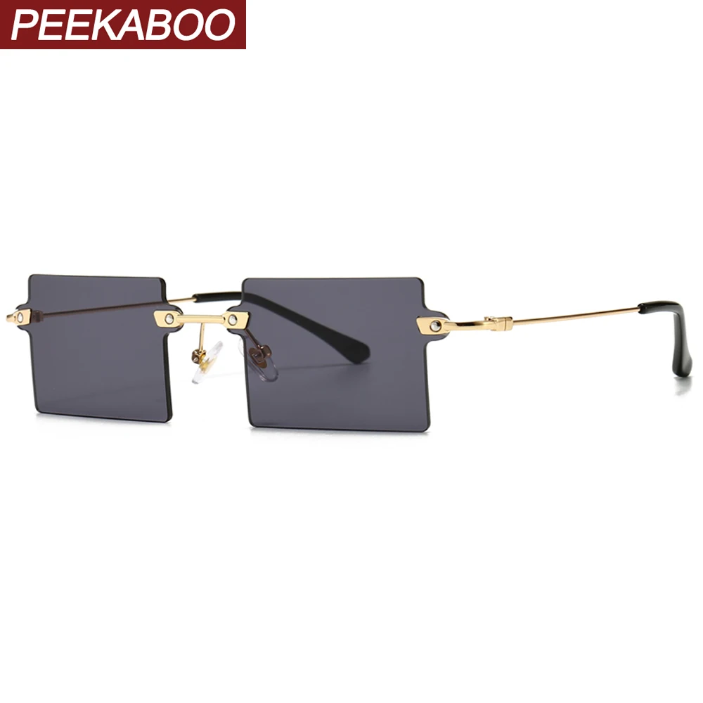 Солнцезащитные очки без оправы Peekaboo uv400 Мужские винтажные квадратные