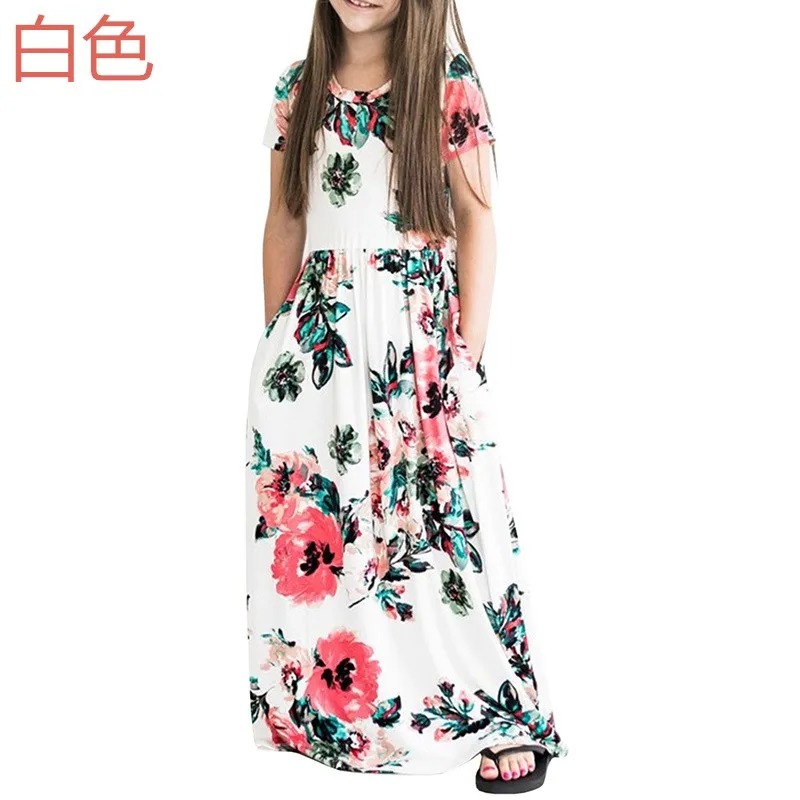 Style Five Г. Осеннее длинное платье для маленьких девочек пляжная детская одежда с круглым вырезом повседневные летние макси богемные платья для девочек с единорогом vestido de festa - Цвет: Style Five
