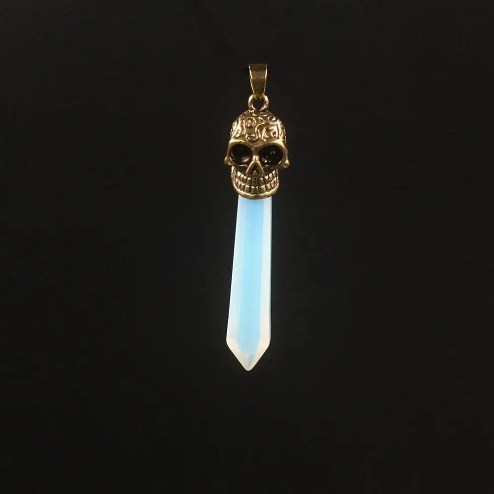 6 шт. позолоченный череп шестиугольная Призма рейки маятник натуральные Агаты