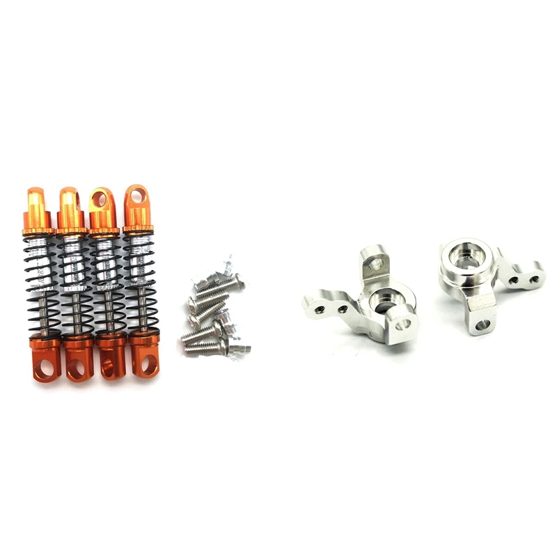 

2 Pcs Metal Front Steering Cup HUB Carrier & 4 Pcs Metal Shock Absorber Damper