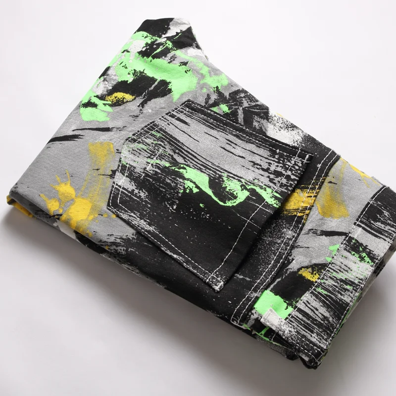 2021 New Fashion Multicolour Tie Dye Stylish Men Pencil Jeans Trousers Hip Hop Vintage Slim Denim Pants For Party Pantaloni Uomo