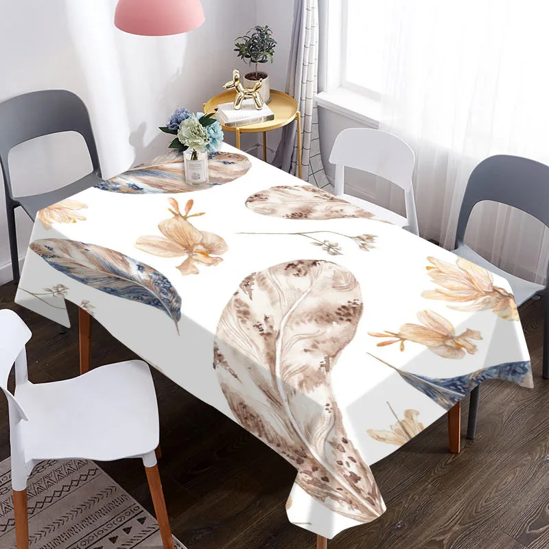 

Custom 3D Table Cover Color Feather Art Pattern Coffee Tablecloth Picnic Table Cloth Birthday Party Dinner For Home Decoration