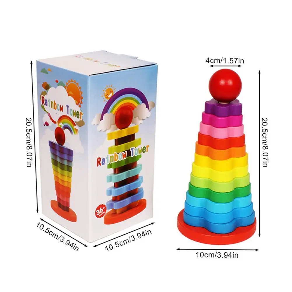 

DIY Children's Wooden Rainbow Toy Creative Wood Rainbow Stacked Balance Blocks Baby Toy Montessori Educational Toys For Children