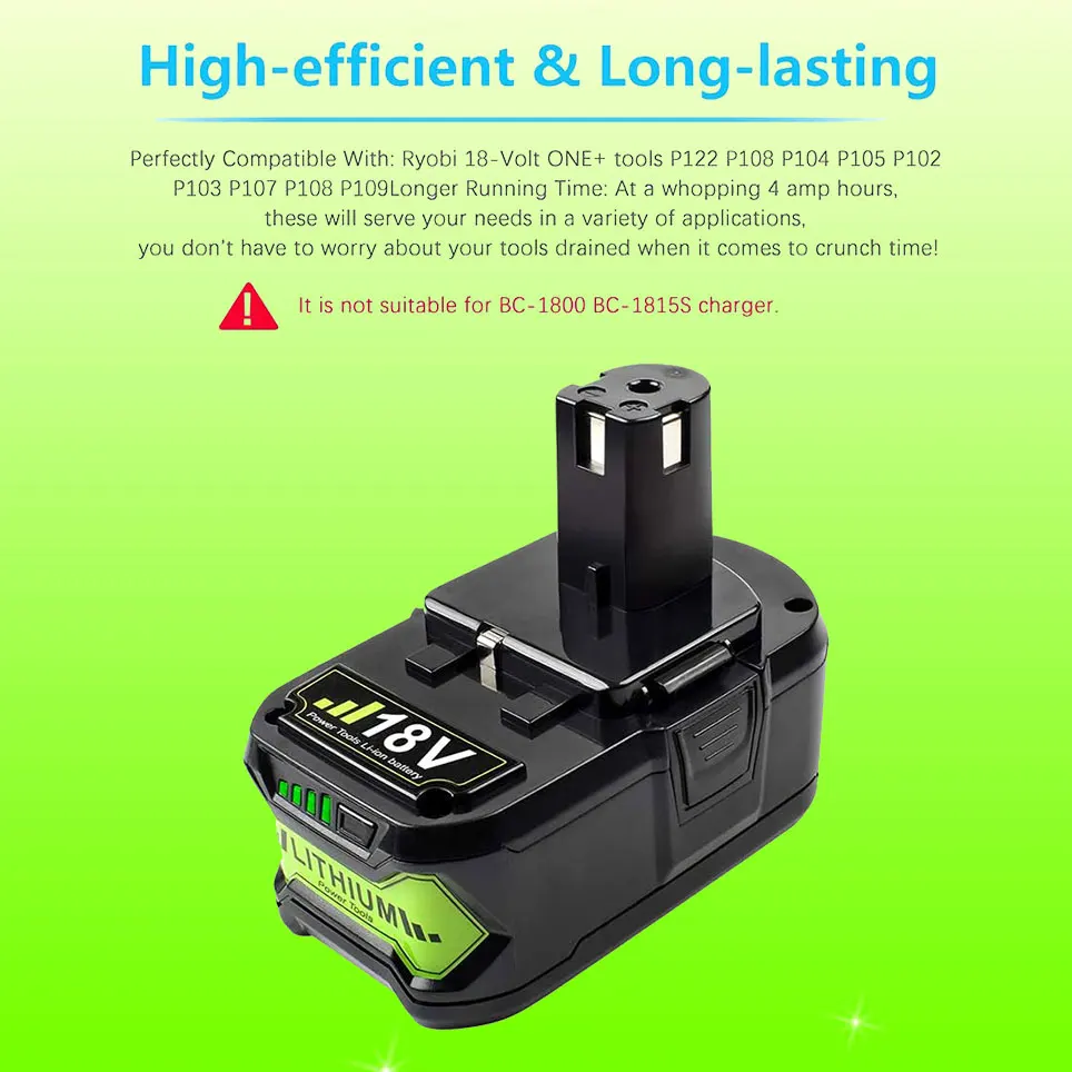 

2021TURPOW 4.0Ah 18V high-capacity lithium ion replacement battery for 18V ONE+ P102 P103 P105 P122 Cordless power tool battery