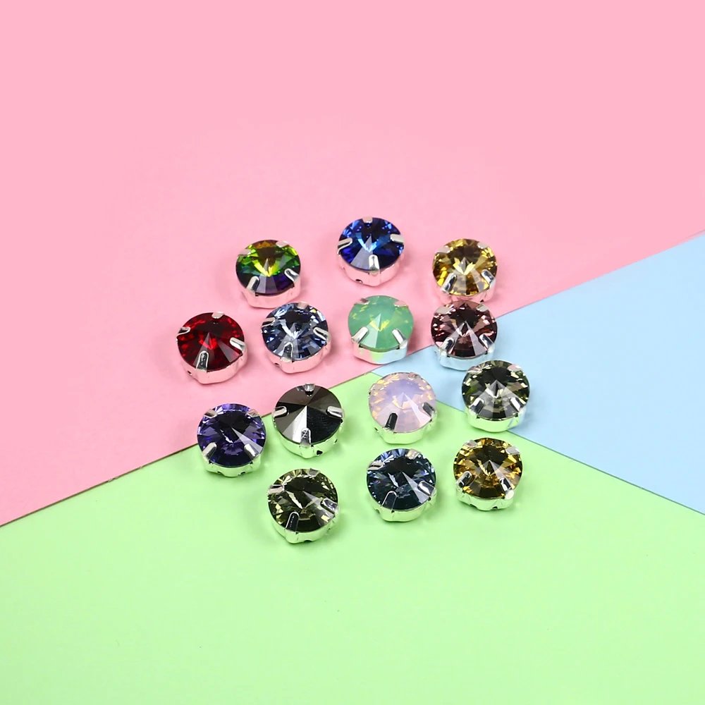 30 шт. микс цветов круглые стразы Rivoli s strass с плоской задней частью серебристые