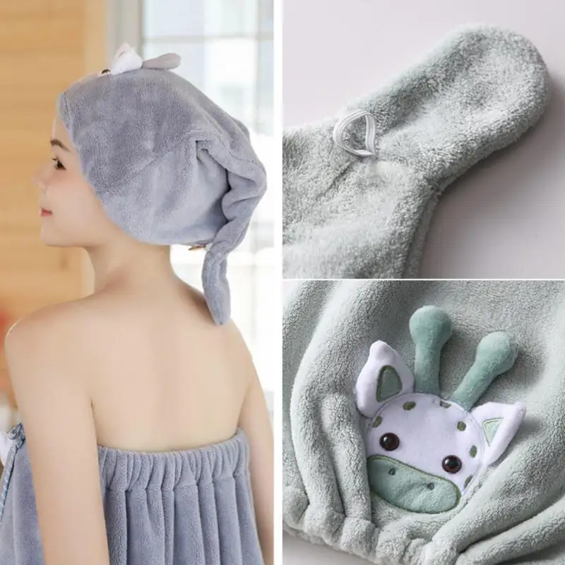 

Girl's Hair Drying Hat Quick-dry Hair Towel Cap Hat Bath Hat Microfiber Solid Towel Cap Super Absorption Turban Hair Dry Cap