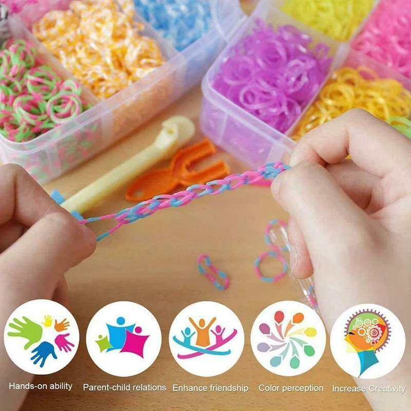 

32 Cells Children Diy Toys Rubber Bands Bracelet Loom Girl Hair Band Colorful Gum Make Woven Bracelets Kids Gift Toy