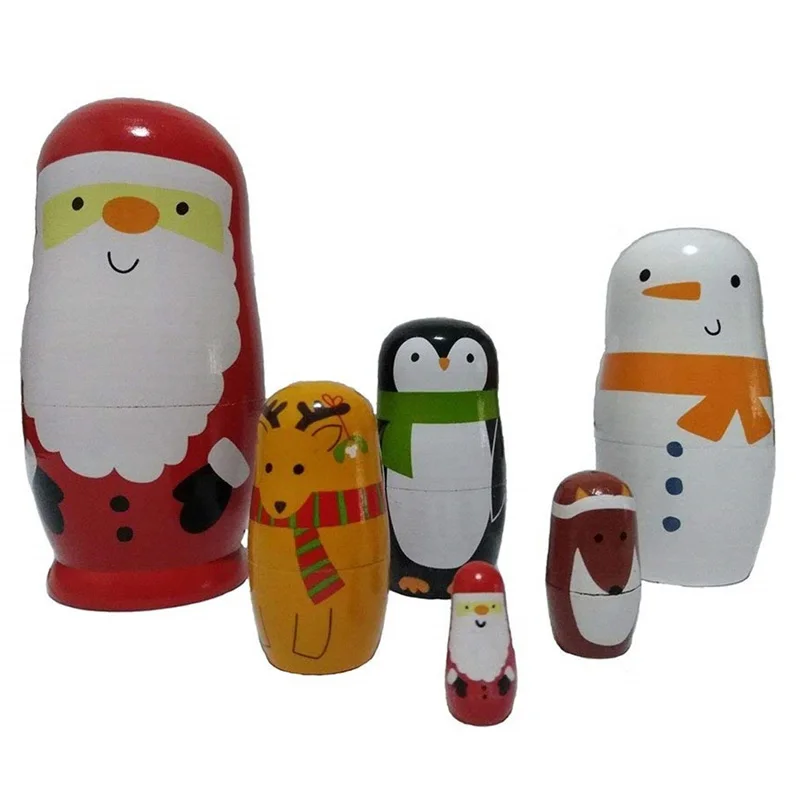 

Novelty Russian Nesting Wooden Matryoshka Doll Set Hand Painted Decor Russian Nesting Dolls Baby Toy Santa Claus Doll Wholesale