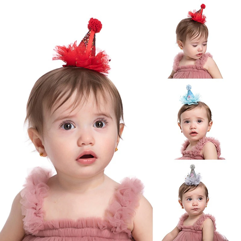 

Wecute Baby Girls Headband Net Yarn Princess Hat Hairpin Kawai Children's Hair Accessories Birthday Party Decoration Photo Props