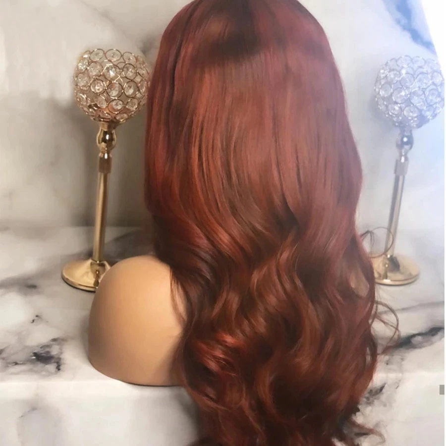Парик из натуральных волнистых волос Dark Auburn Remy парик на сетке спереди парики для