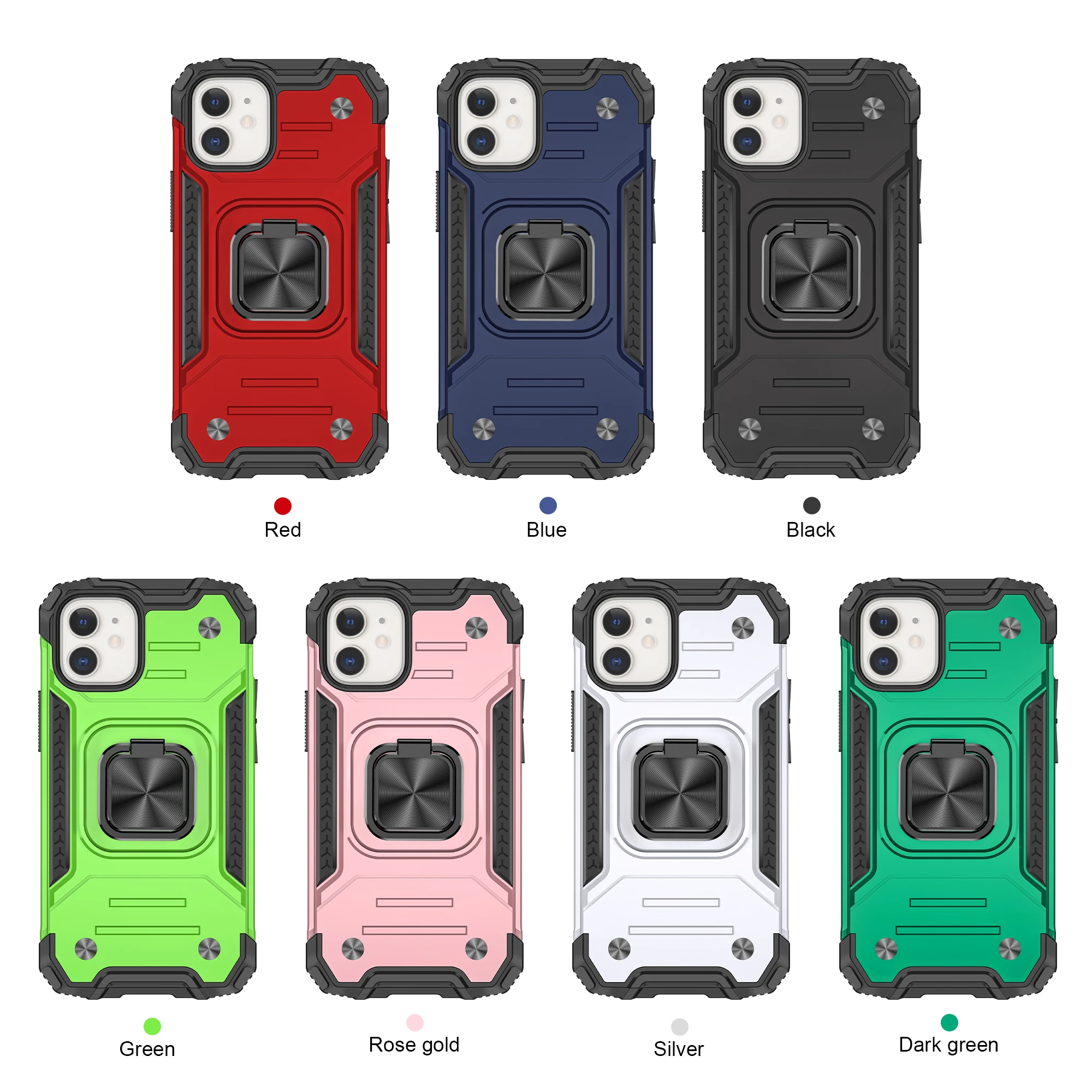 

Rugged Hybrid Armor Stand Covers For iPhone 12 11Pro Max XS XR SE 8 7 Plus Shockproof Plating Armor Magnet Car Stand Phone Case