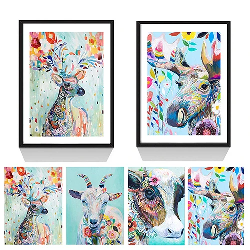 4 шт./компл. полная дрель круглая Алмазная картина корова животное 5D DIY Вышивка