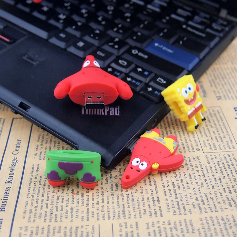2017 New arrival cute SpongeBob USB Flash drive 128mb/4gb/8gb/16gb/32gb/64gb pen real capacity usb2.0 cartoon memory stick | Компьютеры и