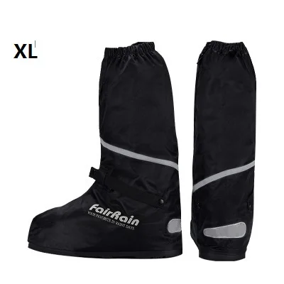 BLACK-XL Мужские высокие модели Gaotong непромокаемые водонепроницаемые чехлы для обуви Нескользящие Мотоцикл Велосипед Мотоцикл ботинки покрытие на обувь от дождя с Relectors - Цвет: BLACK-XL