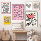 Постер Haring в стиле поп-арт, Картина на холсте с изображением сердца, граффити, настенные художественные принты для украшения гостиной, дома