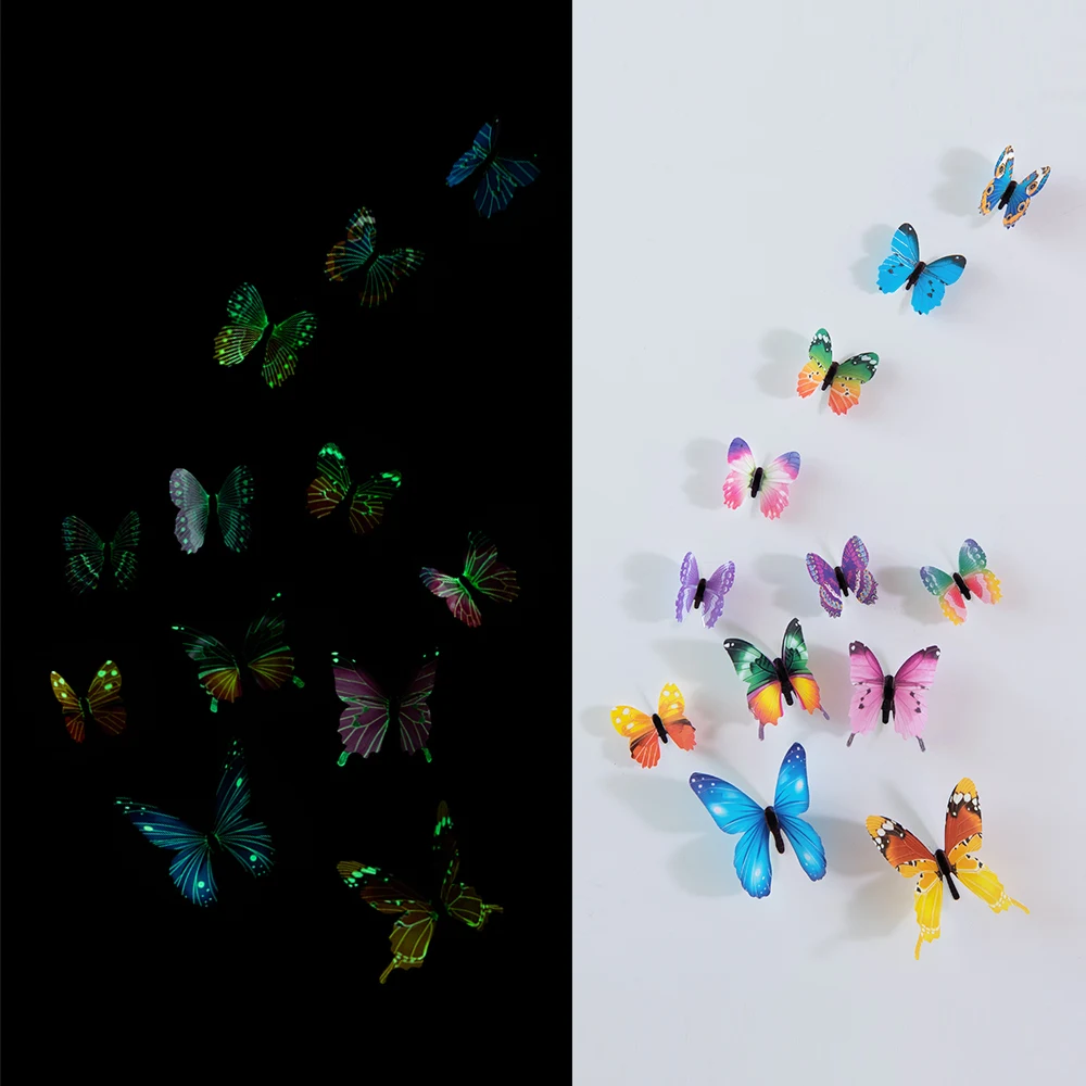12 шт. в упаковке 3D Luminos imulation украшения для дома бабочки настенная наклейка на