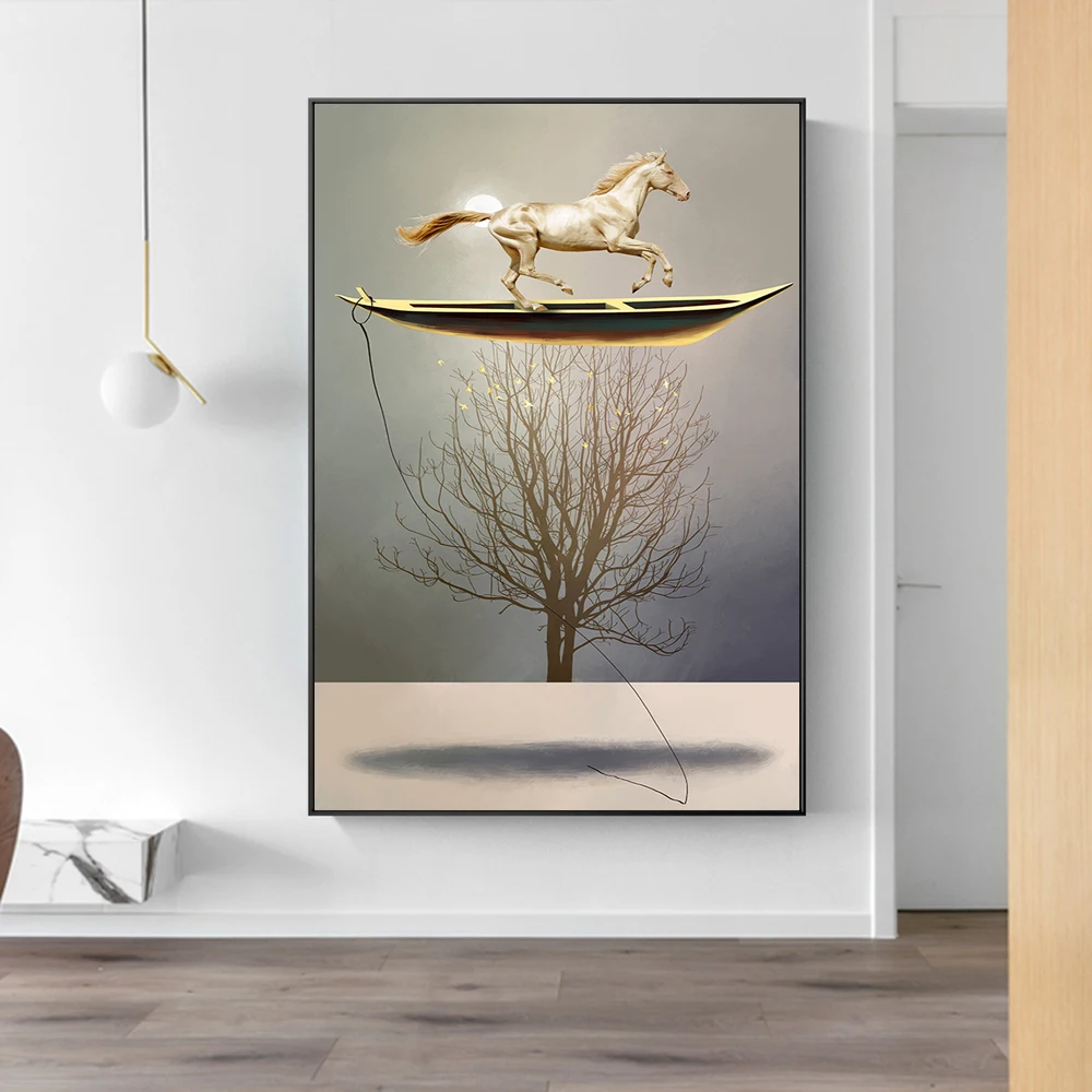 Лодка стоящая на лодки картины стену печать холсте абстрактные животные