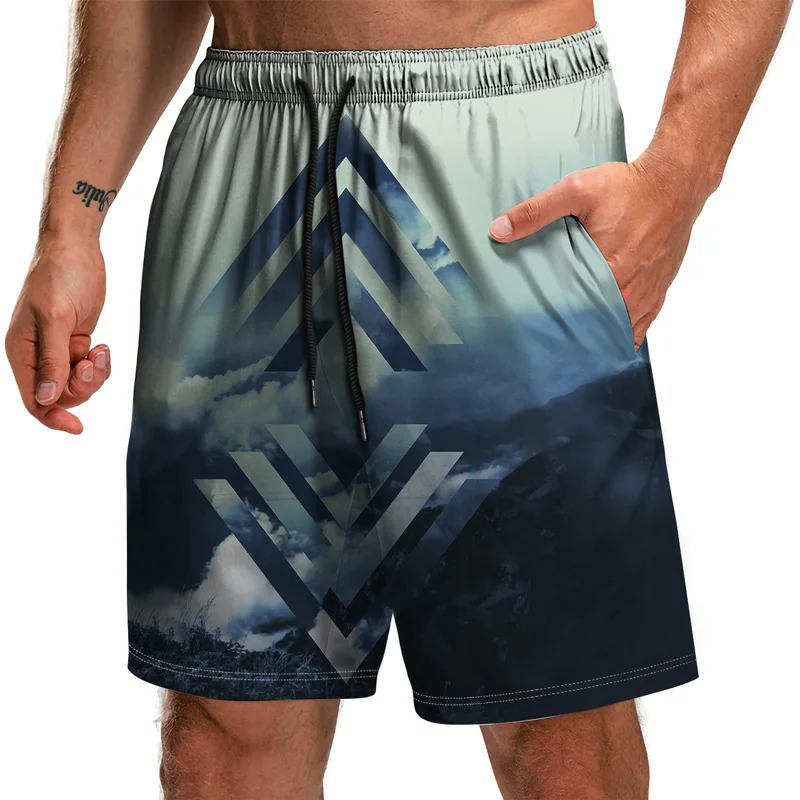 

2021 Summer New 3D Mountain And Sea Print Casual Shorts Harajuku Men's Shorts Bermuda Beach Pants Breathable Beach Shorts