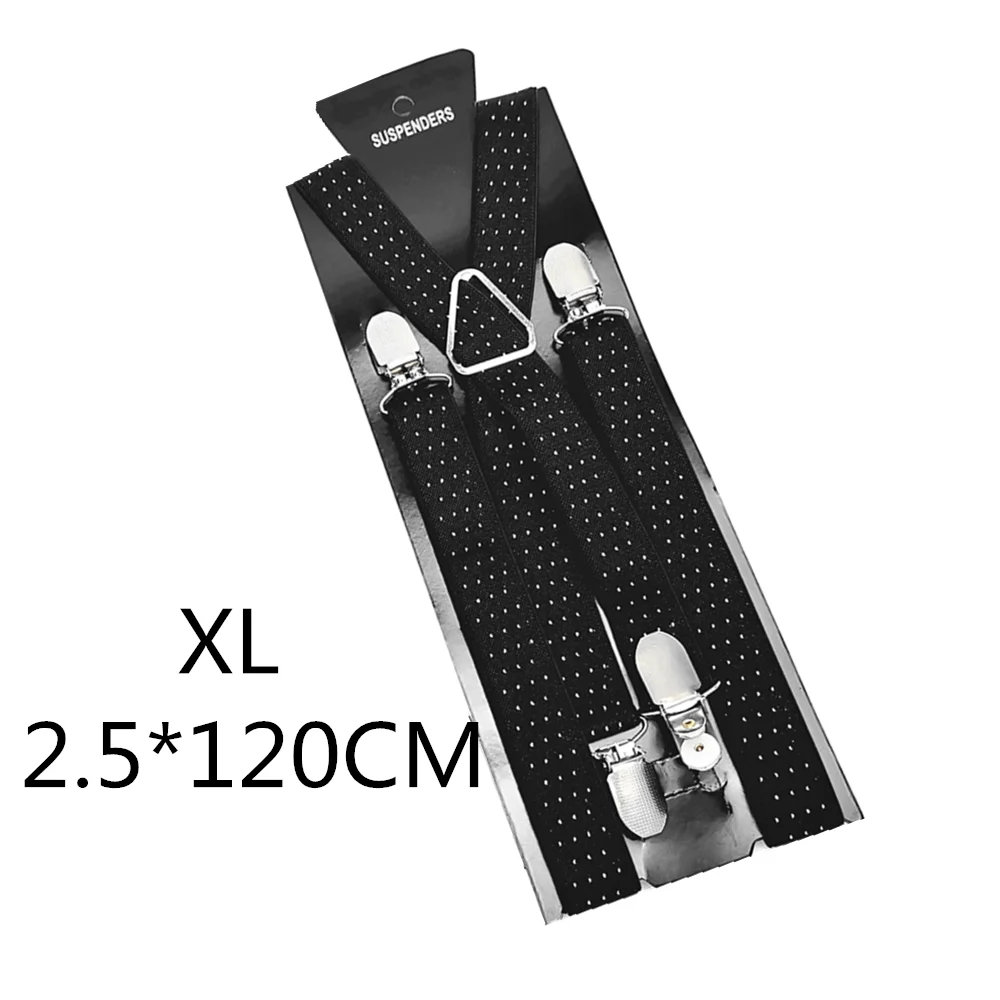 Black dot-120cm 2,5 см ширина х спина унисекс в горошек подтяжки для мужчин и женщин регулируемые эластичные Tirantes Hombre Дети брюки держатель свадебная одежда - Цвет: Black dot-120cm